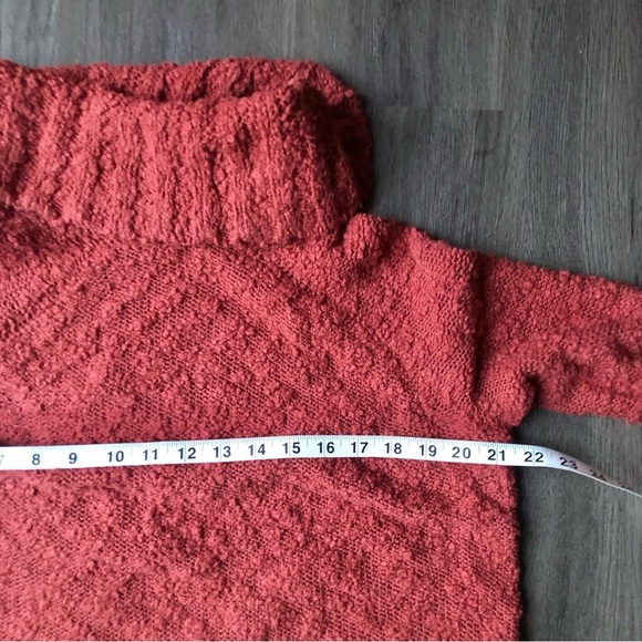 Anthropologie MOTH Sweater Women's Large Red Orange Boucle Pullover Cowl Neck - Picture 3 of 8